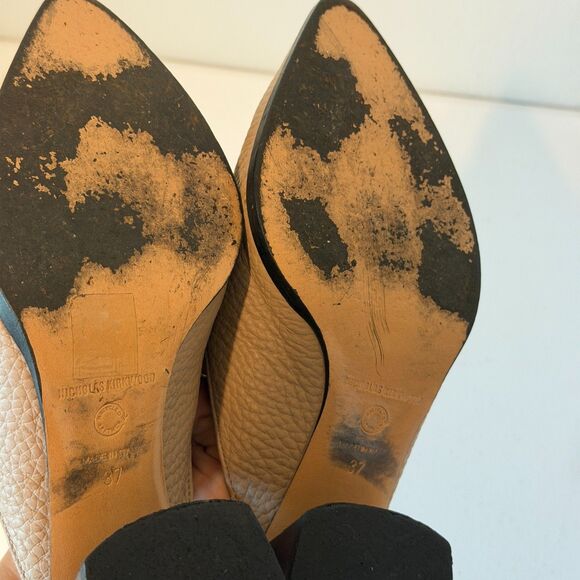 Nicholas Kirkwood Beya Mule Size 37 EU - Neutral Beige Leather Pointed Toe Slide - Picture 6 of 12